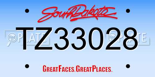 TZ33028 South Dakota License Plate