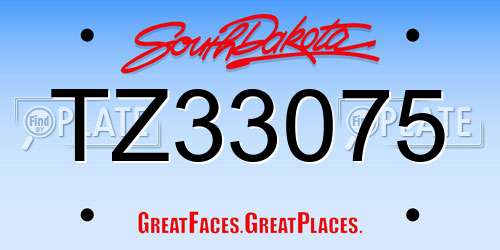 TZ33075 South Dakota License Plate