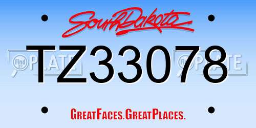 TZ33078 South Dakota License Plate