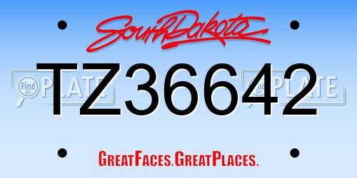 TZ36642 South Dakota License Plate