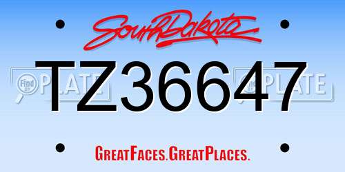 TZ36647 South Dakota License Plate