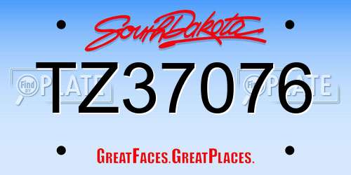 TZ37076 South Dakota License Plate