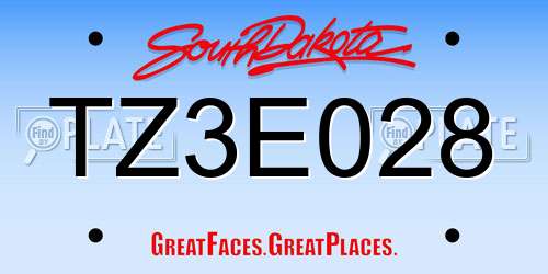 TZ3E028 South Dakota License Plate