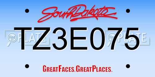 TZ3E075 South Dakota License Plate