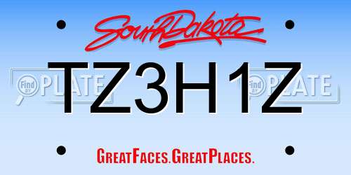 TZ3H1Z South Dakota License Plate