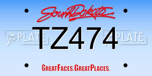 TZ474 South Dakota License Plate