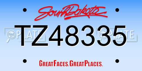 TZ48335 South Dakota License Plate