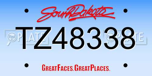 TZ48338 South Dakota License Plate