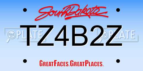 TZ4B2Z South Dakota License Plate