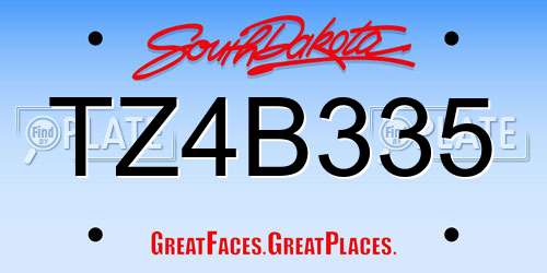 TZ4B335 South Dakota License Plate