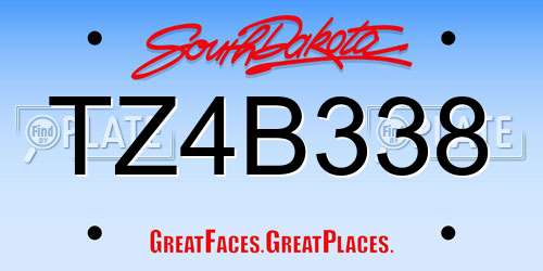 TZ4B338 South Dakota License Plate