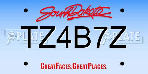TZ4B7Z South Dakota License Plate
