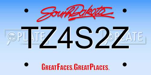 TZ4S2Z South Dakota License Plate