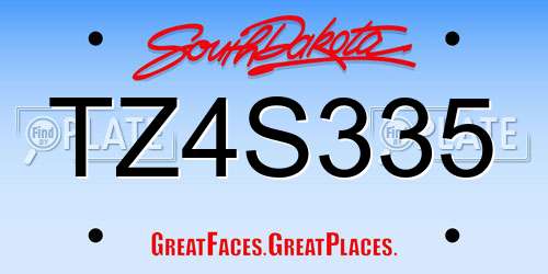 TZ4S335 South Dakota License Plate