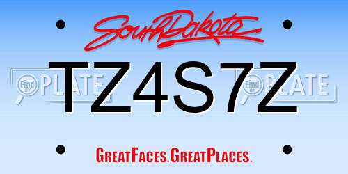 TZ4S7Z South Dakota License Plate