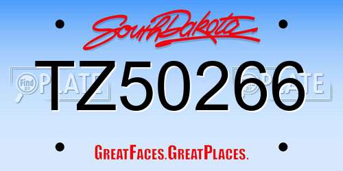 TZ50266 South Dakota License Plate