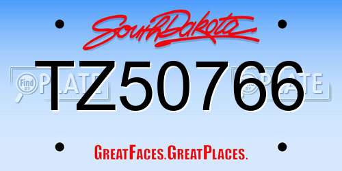 TZ50766 South Dakota License Plate