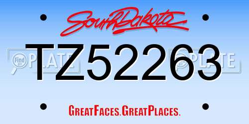 TZ52263 South Dakota License Plate