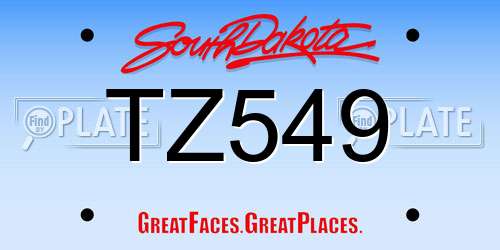 TZ549 South Dakota License Plate