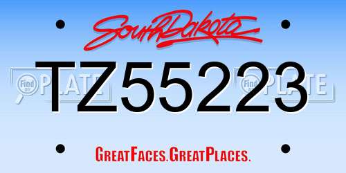 TZ55223 South Dakota License Plate
