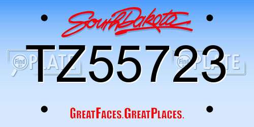 TZ55723 South Dakota License Plate