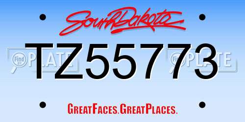 TZ55773 South Dakota License Plate