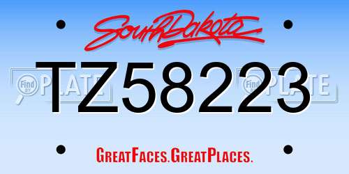 TZ58223 South Dakota License Plate