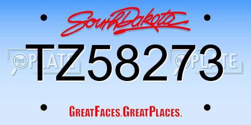 TZ58273 South Dakota License Plate