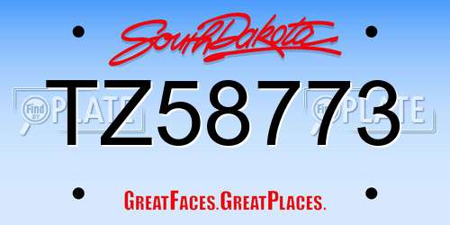TZ58773 South Dakota License Plate