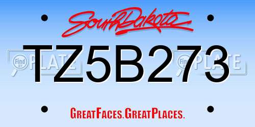 TZ5B273 South Dakota License Plate