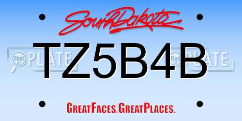 TZ5B4B South Dakota License Plate