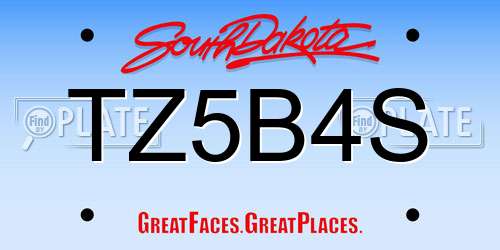 TZ5B4S South Dakota License Plate