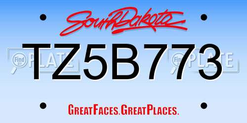 TZ5B773 South Dakota License Plate