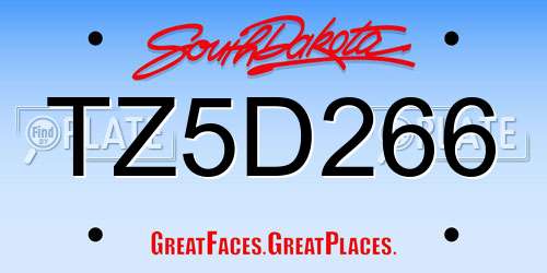 TZ5D266 South Dakota License Plate