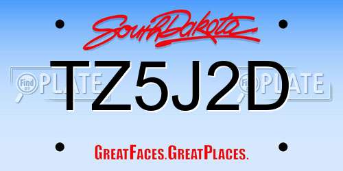 TZ5J2D South Dakota License Plate
