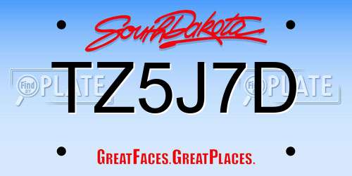 TZ5J7D South Dakota License Plate