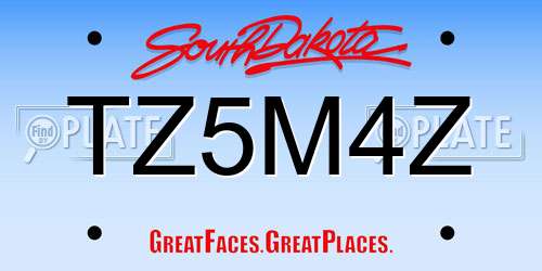 TZ5M4Z South Dakota License Plate