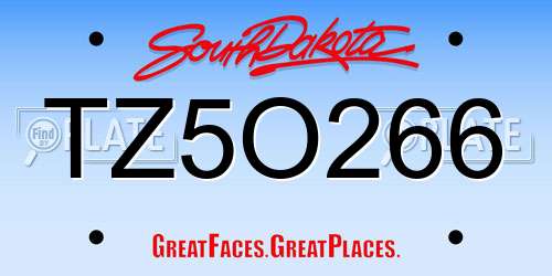 TZ5O266 South Dakota License Plate