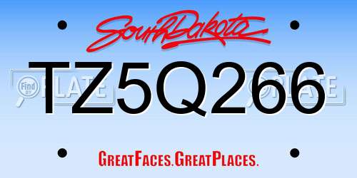 TZ5Q266 South Dakota License Plate