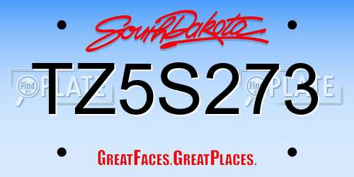 TZ5S273 South Dakota License Plate