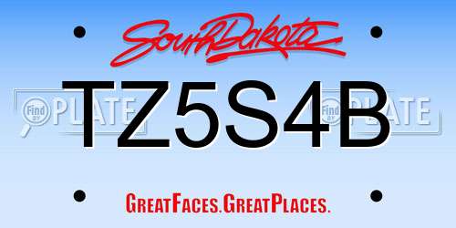 TZ5S4B South Dakota License Plate