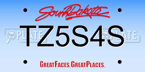 TZ5S4S South Dakota License Plate