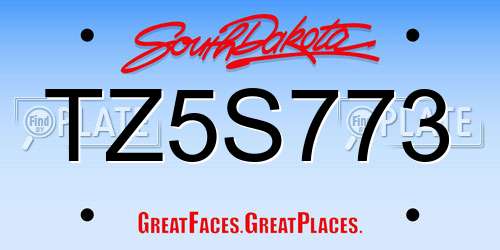 TZ5S773 South Dakota License Plate
