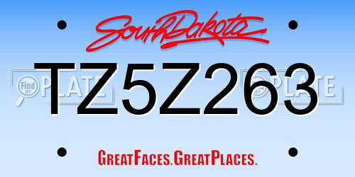 TZ5Z263 South Dakota License Plate