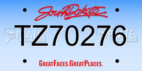 TZ70276 South Dakota License Plate