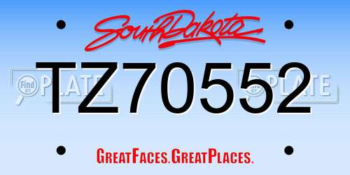 TZ70552 South Dakota License Plate