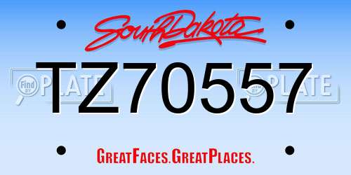 TZ70557 South Dakota License Plate