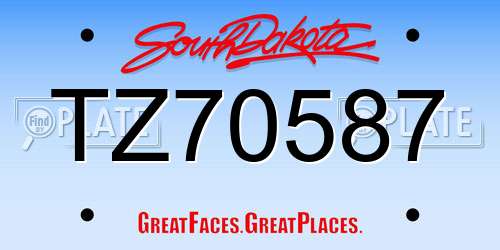 TZ70587 South Dakota License Plate