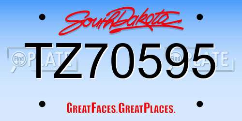 TZ70595 South Dakota License Plate