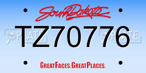 TZ70776 South Dakota License Plate